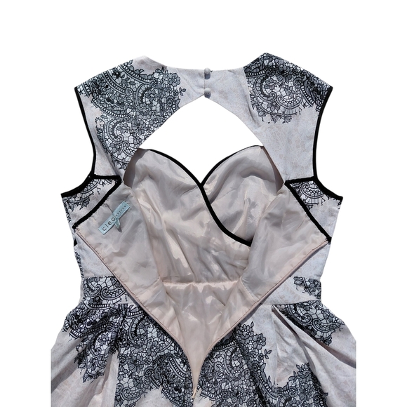 Cleo Black Cream Fit and Flare Cocktail Dress - Picture 7 of 9